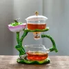 Service à thé en verre théière automatique thé Kungfu résistant à la chaleur boire du thé à l'encens de Lotus faire 231225