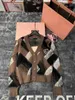 Damessweaters Designer Lingge mohair trui met V-hals voor dames 2023 herfst/winter nieuwe luie stijl kleurblokkerend los vest met lange mouwen ZK8X