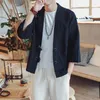 Coletes masculinos soltos casuais botão de chifre de vaca quimono vestido tradicional vintage japonês cardigan haori yukata camisa masculina 4xl 5xl streetwear