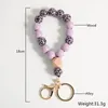 Keychains Silicone Wood Beads Keychain Keyring For Women Beaded Wrislet Bracelet Pendant Car Keys Ring Holder Jewelry Accessories