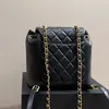 Sac à dos à rabat classique pour femmes avec emblème de matériel doré treillis de diamant matelassé en cuir de vachette porte-monnaie sac à main valise tendance Pochette pochette de soirée 22CM