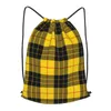 Shopping Bags Yellow Gray Black Plaid Drawstring Backpack Men Gym Workout Fitness Sports Bag Bundled Yoga For Women