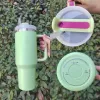 US Stock Quencher 40oz Tumbler Tie Dye Light Blue Pink Leopard Handle Lid Straw Beer Mug Water Bottle Powder Coating Outdoor Camping Cup 1226