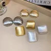 Orecchini a bottone quadrati rotondi geometrici in metallo color argento spazzolato vintage francese Orecchini di moda di lusso per gioielli da donna 231225