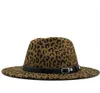Новая женская шляпа-федора с фетровым поясом и широкими полями, леопардовым принтом, джазовая шляпа, элегантная женская осенняя шляпа-сомбреро, женский крестный отец1513071