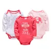 Nascido Baby Girl Bodysuit 3 Pcs / Lote Manga Longa 100 Algodão Bonito Dos Desenhos Animados Imprimir Macacões 3 M 6 M 9 M 12 M 18 M 24 M Roupas 231225