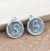 100pcs Antique Silver Double sided quotSquot Alphabet Initial alloy Charms Pendants For Jewelry Making Bracelet Necklace DIY A8143022