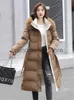 Women's Down Parkas Parka Women's Winter Ceats 2022 Nowa zimowa kurtka w ciężkich włosach długie uprawa Morality Pas w dół płaszcza żeńskiego 8603 J231226