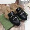 Designer schoenen muilezels pantoffels 100% echt leer Horsebit Loafers pantoffels luxe dames heren jacquard leren pantoffel jumbo logo canvas Princetown platte schoenen 12