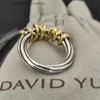 Витой винтажный ремешок Дизайнерские кольца Dy для женщин с бриллиантами Стерлинговое серебро 925 пробы Подсолнух Персонализированное позолота 14 карат Обручальное кольцо Ювелирный подарок