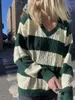 Suéteres de mujer Flor retorcida Suéter de punto suelto Mujer Otoño Invierno Cálido Cuello en V Manga larga Jersey Dulce Lindo Streetwear Algodón