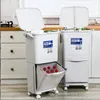 Lixeiras estilo japonês classificação de cozinha doméstica classificação de lixo seco e molhado armazenamento de separação dupla camada matic única abertura otlqy