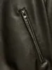 Cappotto da donna in pelle sfumata lavata girocollo maniche lunghe giacca allentata cerniera cappotto corto bomber in ecopelle locomotiva cappotto in PU 231226