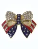 Vergulde Kristal Emaille Amerikaanse Vlag Strik Pin Broche Veteraan Sieraden Campagne Broches3885395