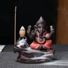 Elefantgud Ganesha Back Flow Censer Purple Clay Buddhist Home Decor Rökelse Clay Tea Pet Budda Decorativo Wholesale 231225