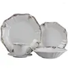 Platos Juego de vajilla de 20 piezas en plato llano de cerámica blanco