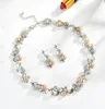 New Europe Fashion Party Casual Jewelry Set Women039s Faux Pearl Rhinestone Leaves Halsband med örhängen S982858212