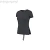 Desginer Alos Yoga Al T Shirt Traje Top deportivo Camiseta de manga corta para mujer Running Twist Casual Short Cuello redondo Traje de fitness