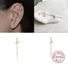 Stud GS 925 Sterling Silver Pin Ear Wrap Crawler Brincos para Mulheres Surround Aurícula Diagonal Zircão Piercing Brinco Oorbellen15176349