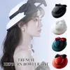 French Elegant Women Hat With Clip Retro Classic Bow Bridal Wedding Hats Headdress Fedoras Hats Dinner Party Bucket Church Hats 231225