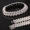 Nieuwe Collectie gepersonaliseerde Gouden Bling Diamond Heren Cubaanse Link Chain Armband Iced Out Zirconia Curb Polsband Kettingen Sieraden F237G