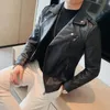 Männer Turn-revers Pu Jacke Leder Mantel Außerhalb Frühling und Herbst Straße Trendy männer Persönlichkeit Einfache Punk Fan Mantel s-3XL 231226