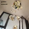 Lustre Led moderne boule de verre dimmable pour escalier salon lampes suspendues décor à la maison éclairage Suspension Design lustres