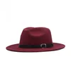 Outono e inverno coreano chapéus de lã simples fivela de cinto chapéu de feltro de aba grande chapéu liso de alta qualidade 2020 nova moda chapéu redondo20890359625086