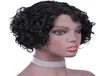 Человеческие волосы, кружевной передний парик боб для чернокожих женщин, Т-образная стрижка пикси, короткие вьющиеся перуанские девственные бесклеевые парики с фронтальной застежкой, предварительно выщипанные4312495