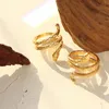 Anillo de serpiente creativo para mujer, joyería chapada en acero inoxidable para fiesta de moda en oro de 18k
