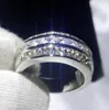 Cluster Rings Unique Engagement Wedding Band For Men Silver Color Zircon Stone White Gold Filled Male Party Ring Jewelry7188821