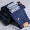 Jeans pour hommes hiver hommes polaire chaud style classique affaires décontracté coupe régulière épaissir pantalons extensibles pantalons de marque masculine