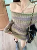 Winter Slim Stripe Knitted Dress Women Vintage Sweater Party Mini Dress Female Korean Fashion Elegant Dress Cute 231226