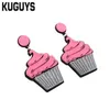 KUGUYS – boucles d'oreilles en acrylique rose pour femmes, bijoux à la mode, goutte d'eau, gâteau, tendance, Dangle, 269Q