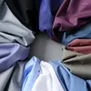 Camisas de vestido masculinas 2023 camisa de manga longa para homens branco magro ajuste roupas tren não-ferro microfibra profissional casual cor pura