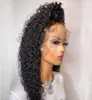 Parrucche sintetiche frontali ricci crespi brasiliani trasparenti del merletto 360 trasparenti con i capelli del bambino per le donne nere 250 Densità1344037