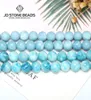 Larimar Gemstone Round Loose Beads Matte Size 6 8 10 12mm Immation Ocean Sea Stone Bracelet Necklace For Jewelry Making MX1908018093800