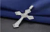 2020 Vintage Diamond CZ Cross Cross 100 925 Srebrny impreza Wisida ślubna Naszyjnik dla kobiet mężczyzn Mężczyzny MOISSANITE BINESTY4038223