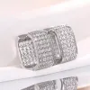 Charmante Mannen Vrouwen Oorbellen 18K Geel Wit Verguld Volledige Bling CZ Iced Out Hoops Oorbellen Sieraden voor Feest Bruiloft Leuk Cadeau