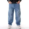 Jeans masculinos moda solta hip hop homens rap baggy maré marca luz azul casual skate hiphop hip-hop calças