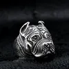 Mäns vintage rostfritt stål ring viking pitbull bulldog gotisk mops hundhuvud totem amulet punk djur smycken för män pojkar277x