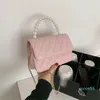 Bolsos de verano moda femenina un hombro mensajero cadena de perlas bolso cuadrado pequeño portátil