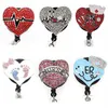 Heart Shape Key Rings Crystal Rhinestone Nurse ID Badge Holder Woman Yoyo Card Retractable Reels For Accessories3425