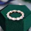 Wedding Rings Simple Trendy Rose Gold Engagement For Women White Marquise CZ Stone Full Paved Fashion Jewelry Party Gift285s