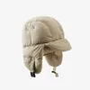 Coréen Down Bomber Hat Hommes Femmes Hiver En Peluche Léger Chaud Protection des Oreilles Par Vélo Bonnets Chapeau En Plein Air Équitation Ski Chapeaux 231225