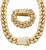 20mm Heavy Cubic Zirconia Miami Cuban Chain Bracelet Set Gold Silver Men Women Hip hop Jewelry7979927