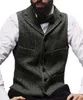 Tweed-Anzug, Steampunk-Jacke, V-Ausschnitt, schmale Weste, Hochzeit, Herren