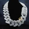 Duży ciężki naszyjnik męski srebrny 925 lodowany vvs moissanite bagietka diamentowy hip -hop Cuban Link Chain230J