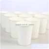 Tazze usa e getta Cannucce Tazza di carta bianca Tazze per la casa Caffè usa e getta Forniture per feste da tè Consegna a domicilio Giardino Kitch Dhgarden Dhonh