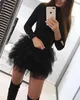 Women's Dress 2023 Fashion Layered Ruffle Mesh Round Neck Long Sleeve Party Mini Dress Women's Tight Fit Dress 231226